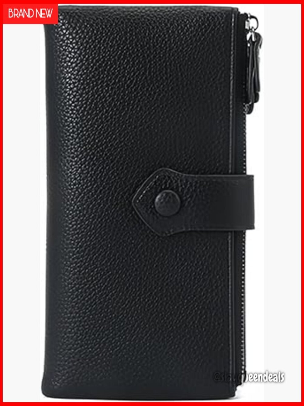 Soft Leather RFID Blocking Trifold Wallet Large Capacity Zipper Pocket Clutch